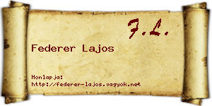 Federer Lajos névjegykártya